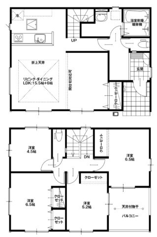 アーバンスタイル渋川市八木原１期　２号棟の間取り|収納充実♪南向きの4LDKで陽当たり良好な間取りです！
土地面積274.56㎡、建物面積106.93㎡で十分な広さです！