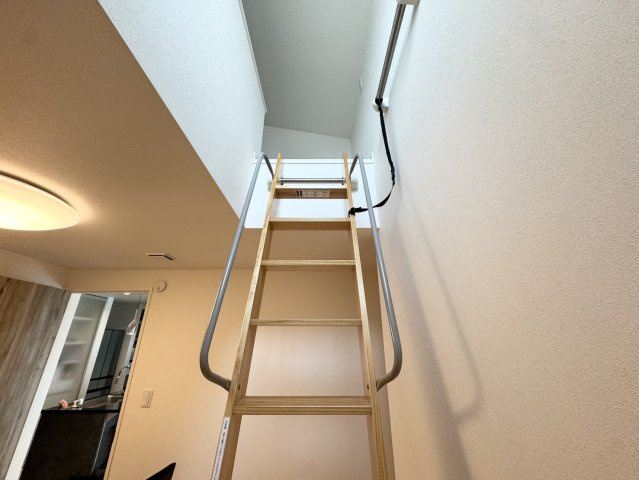 築浅の豪華な注文住宅♪おしゃれな平屋　上三川の内装|屋根裏部屋に続くはしごです