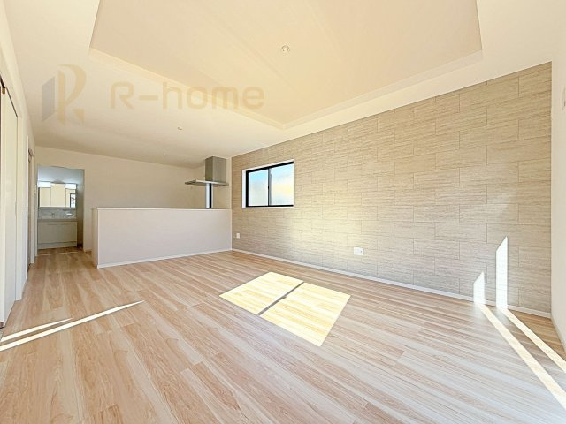 土浦市真鍋9期　新築戸建て　1号棟の居間・リビング|広々としたLDK♪充分な広さがあり、ご家族でインテリアのレイアウトを考えるのも楽しみですね！