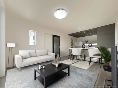 【居間・リビング】 | 【LDK　CG家具設置イメージ】
※画像に含まれる家具家電はCGで作成したイメージです。実際の物件には付帯しません。