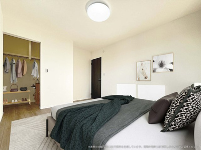 【寝室】 | 【主寝室　CG家具設置イメージ】
※画像に含まれる家具家電はCGで作成したイメージです。実際の物件には付帯しません。