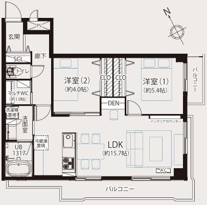 オシャレリノベと、眺望のコラボ！【ライオンズマンション川崎】の間取り