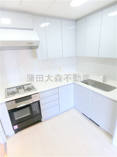 パークハウス多摩川南五番館のキッチン|L字型3口ガスグリルとオーブン付きのキッチン！