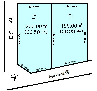 つくば市牧園　②号地の土地図