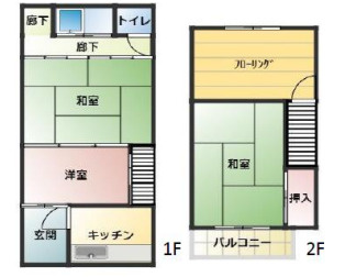高石市綾園3丁目　「高石」駅徒歩3分　中古テラスハウスの間取り