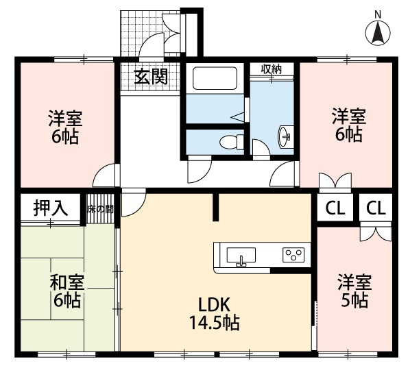 メゾン光ヶ丘　参号棟の間取り|専用庭付き
