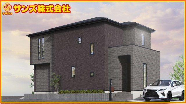 郡山市菜根３丁目　　　１号棟　　　桜小学校、郡山第３中学区の外観パース|北西側から見た外観ＣＧパース