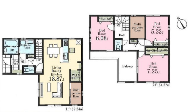 新築一戸建て　所沢市上新井2丁目　全5棟の間取り|約18帖のLDK
