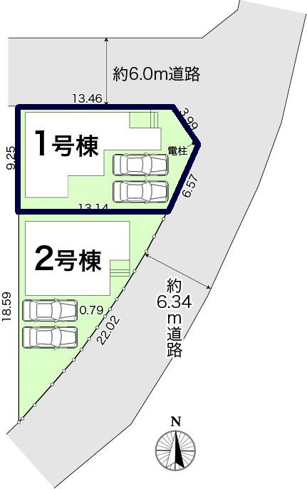 南国市緑ヶ丘1丁目-2棟1-新築戸建ての区画図|1号棟