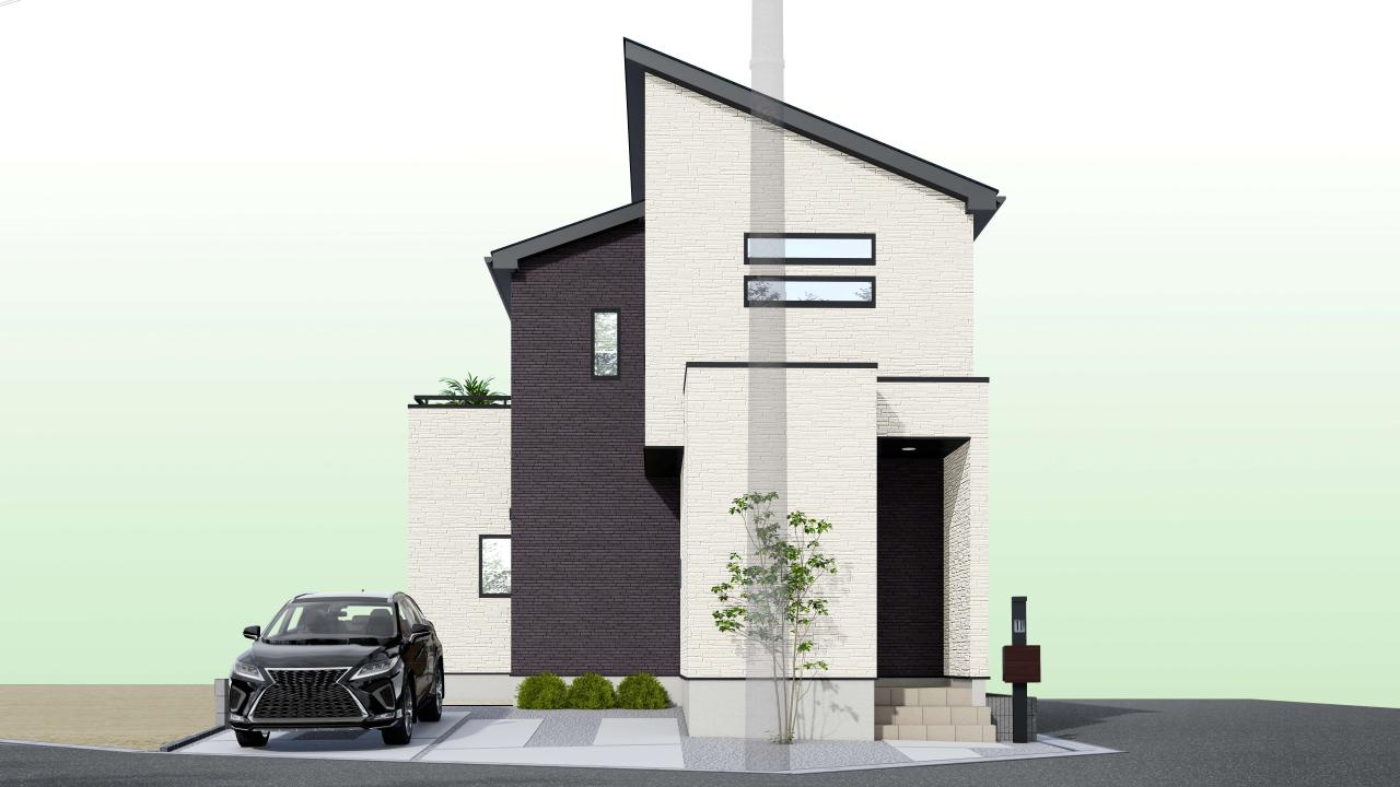 南国市緑ヶ丘1丁目-2棟1-新築戸建ての外観パース|外観パースです