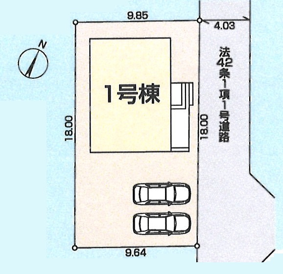 新築一戸建て　所沢市下富の区画図|カースペース２台分(車種によります)