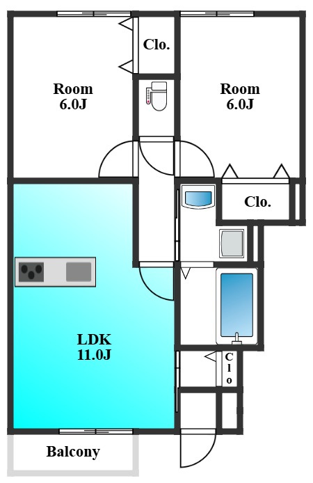 前橋市野中町のアパートの間取り