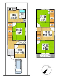 貝塚市半田　「東貝塚」駅徒歩7分　中古戸建の間取り