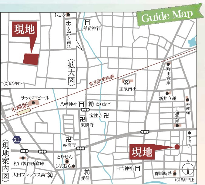 新築戸建・建売　太田第14下田島町　Livele Garden　全8棟の地図