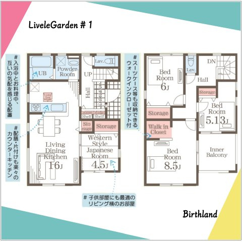 新築戸建・建売　太田第14下田島町　Livele Garden　全8棟の間取り|玄関と階段が近く毎日の生活導線がスムーズになります♪