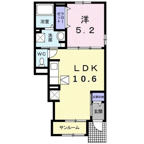 【間取り】 | クラール東村　Ａ | 1LDKのお部屋です