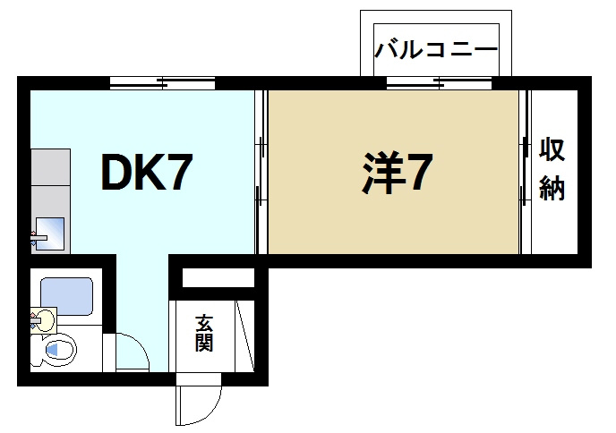 米田マンションの間取り|収納豊富でバルコニー付きです