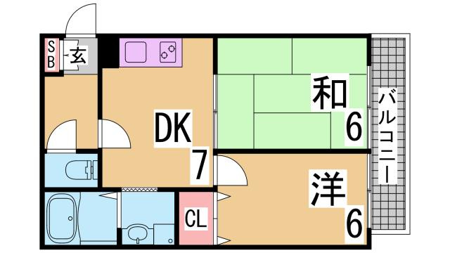 神戸市長田区前原町２丁目のアパートの間取り