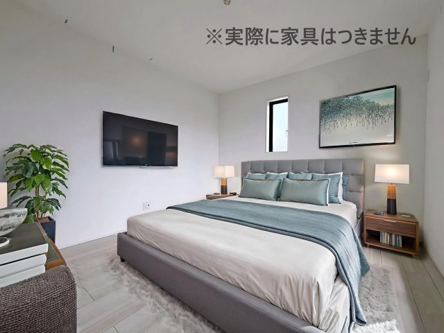 福島市八島田字台畑【地震に強いオール電化】野田小・野田中の洋室|画像はバーチャルホームステージングの加工による演出で、実際の家具は付きません。