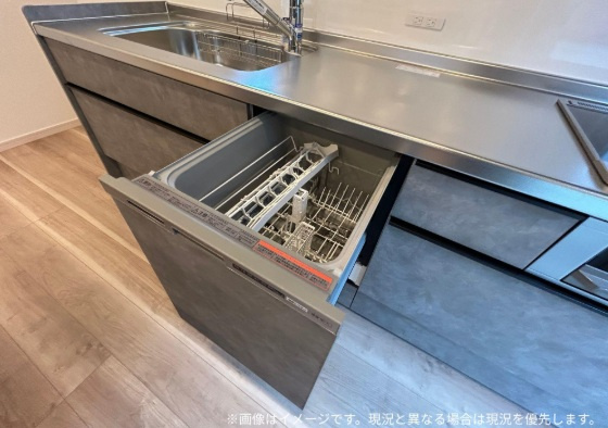 山形市みはらしの丘2丁目　新築のキッチン|食洗機が付いているので家事を楽にしてくれます！