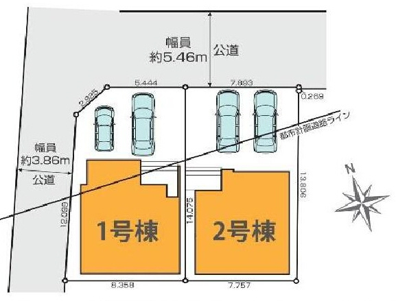 【内覧動画公開中！】小金井市中町２丁目 新築戸建 中央線 武蔵小金井駅の区画図