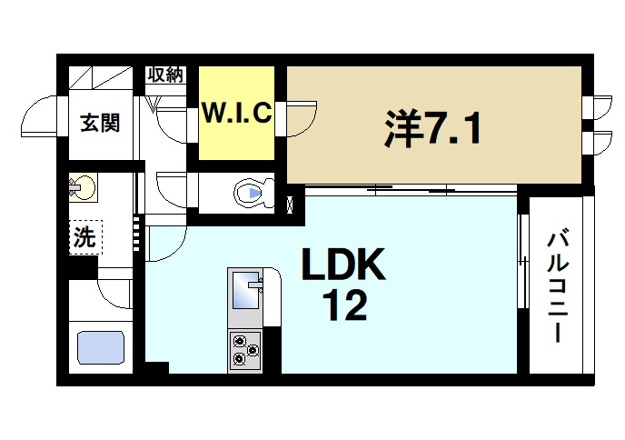 シャーメゾン　杉ケ町の間取り|ゆったりと暮らせる1LDKの間取りです。