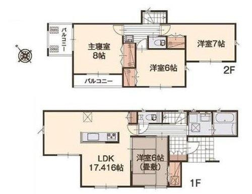 いろどりアイタウン日光市森友23-P1　5号棟の間取り