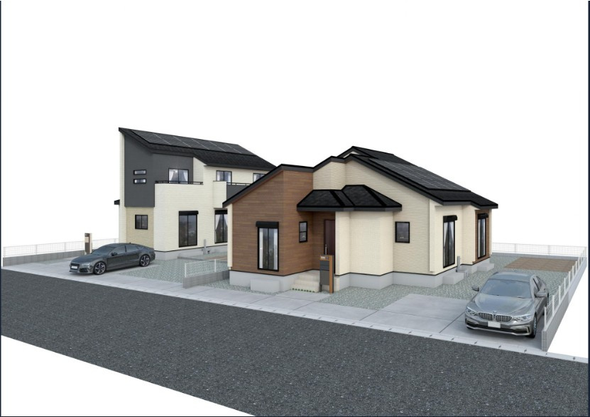 宇都宮市今宮2丁目　２号棟の完成予想図|２号棟：『平屋』駐車並列3台可能（普通2+軽1）来客やお友達が遊びに来ても安心の駐車スペースです
