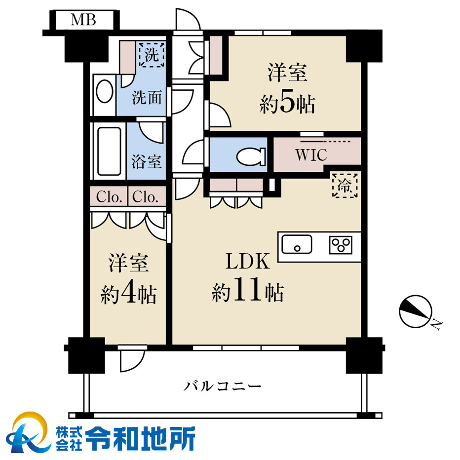 パレステージ茅ヶ崎Ⅱの間取り|収納を豊富に配置した2LDKの間取り☆彡