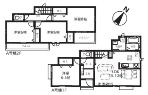 所沢市若狭4丁目・全3棟　新築一戸建　A号棟　～IDS工法～の間取り|【全3棟・A区画】全室南東向きで陽当たり良好！4LDKの間取りです。