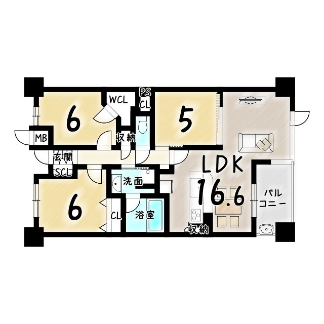 エスリ－ド太秦レジデンスの間取り