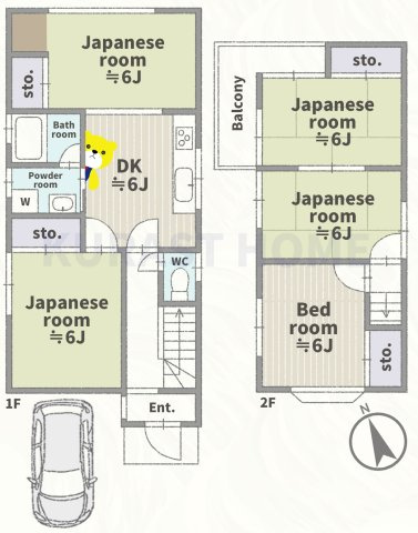 京都市西京区桂巽町　中古戸建の間取り