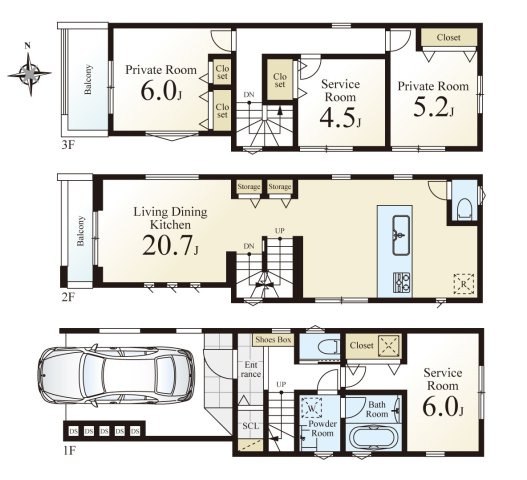 板橋区富士見町 全4棟 3号棟の間取り|3号棟