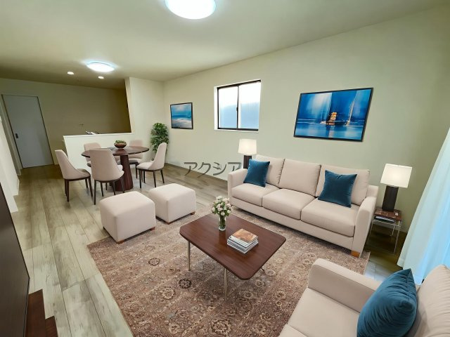 所沢市若狭4丁目・全3棟　新築一戸建　B号棟　～IDS工法～の居間・リビング|LDK17.6帖（家具はCG画像での表示になります）