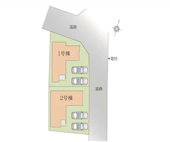 北足立郡伊奈町20期　2号棟の区画図|カースペース2台並列駐車可能です！来客にも対応可能です！保育園まで徒歩10分、幼稚園まで徒歩15分と毎日のお子様の送り向かいが楽しくなります！ミニストップまで徒歩7分、お買い物に便利です！