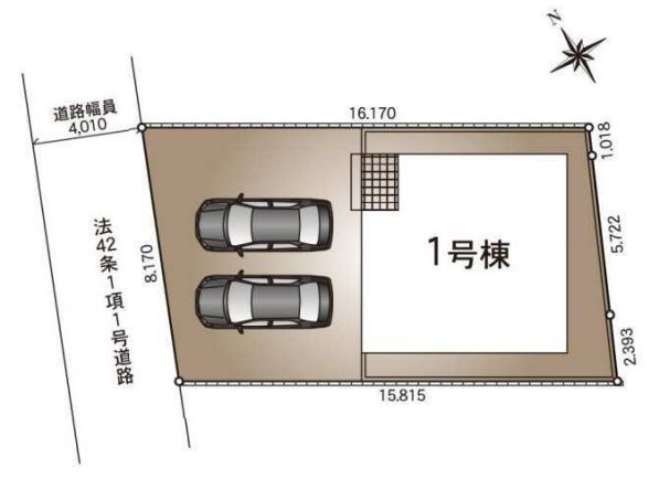小山市東間々田3丁目　第8　1号棟の区画図