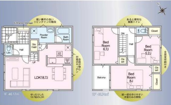 小山市東間々田3丁目　第8　1号棟の間取り