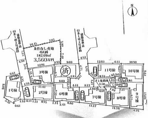 茅ヶ崎市香川5丁目　新築戸建　全11棟の区画図
