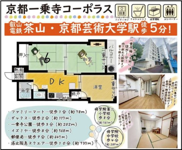 京都一乗寺コーポラスの間取り