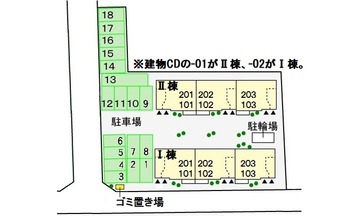 ホワイトルームカワイ Ⅰの区画図