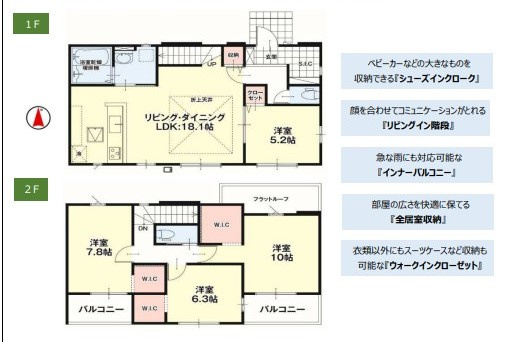 -Erde-　真岡市下高間木２期　２号棟の間取り|敷地　約72.49坪
建物　約31.86坪
4LDK