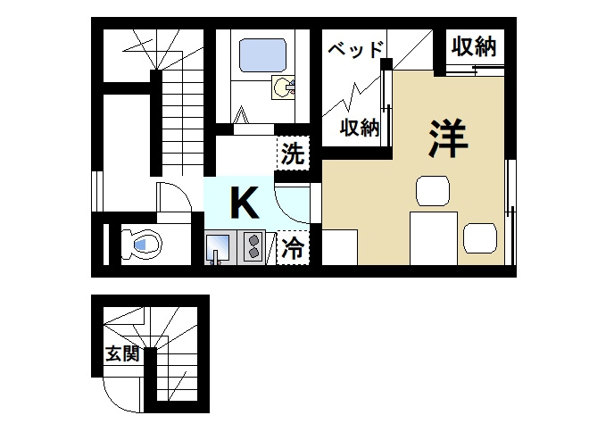 レオパレス南阪手Ⅱの間取り|1Kの機能的な間取りで快適な毎日を過ごせます