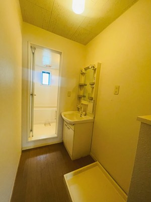 羽犬塚ガーデンハイツ Ⅱの洗面所|忙しい朝には欠かせない洗面所です