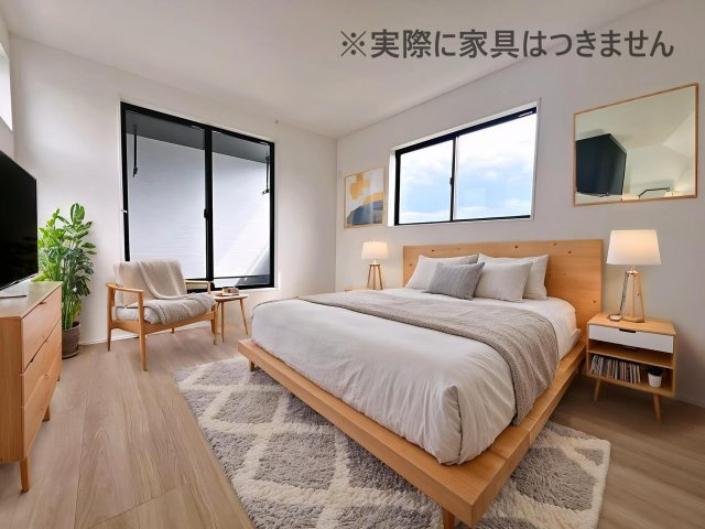 福島市八島田字台畑【地震に強いオール電化】野田小・野田中の洋室|画像はバーチャルホームステージングの加工による演出で、実際の家具は付きません。