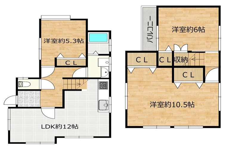 水回り新調　伊川谷町有瀬　中古戸建の間取り