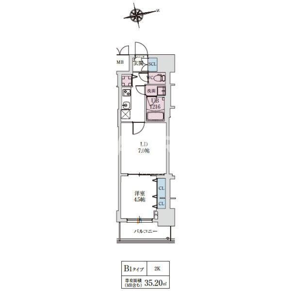 スプランディッド上本町WESTⅡの間取り