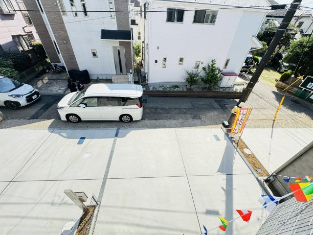 松戸市東平賀新築戸建【殿平賀小学校：9分】の展望|バルコニーより南側眺望・南道路で日当たり良好♪