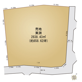 【土地図】 | 取手市谷中土地面積858坪の広い土地