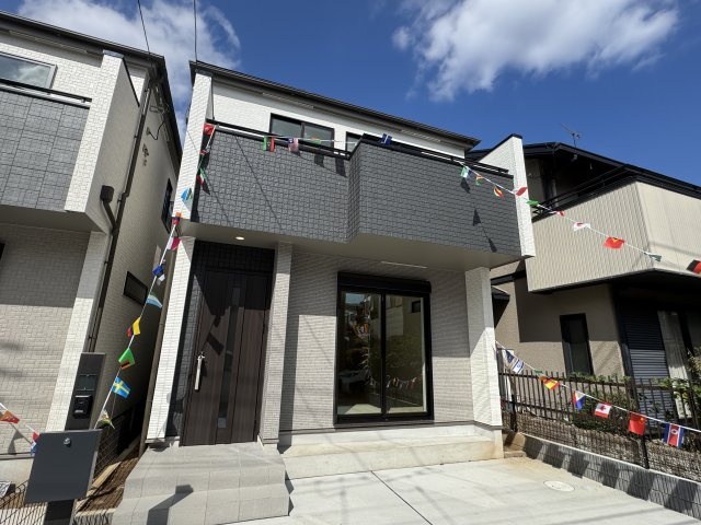 松戸市東平賀新築戸建【殿平賀小学校：9分】の外観|D号棟外観・完成済み内覧可能です！