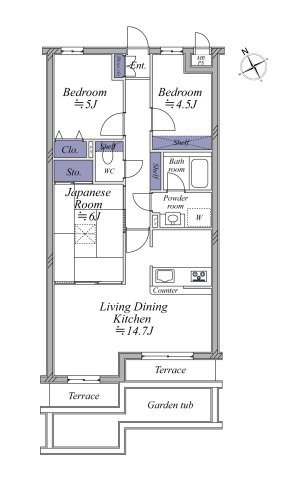 【間取り】 | クリオ片瀬江ノ島壱番館 | 64.77㎡の3LDK。